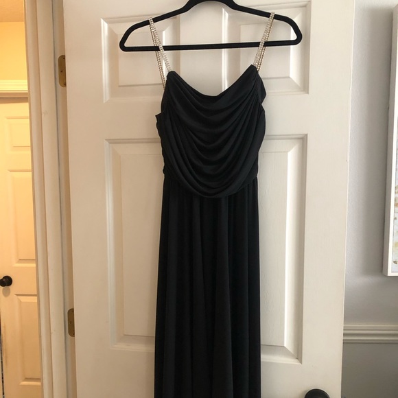 Dresses & Skirts - Tea/midi length black dress with diamond straps